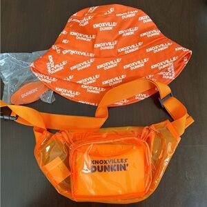 Knoxville Dunkin' Orange Bucket Hat, Fanny Pack and Key Ring.  Dunkin Donuts
